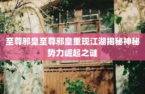 至尊邪皇至尊邪皇重现江湖揭秘神秘势力崛起之谜