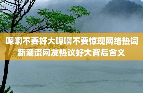 嗯啊不要好大嗯啊不要惊现网络热词新潮流网友热议好大背后含义