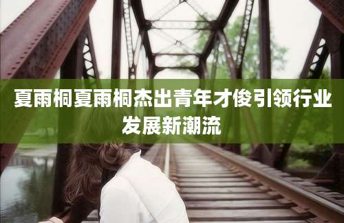 夏雨桐夏雨桐杰出青年才俊引领行业发展新潮流