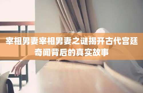 宰相男妻宰相男妻之谜揭开古代宫廷奇闻背后的真实故事