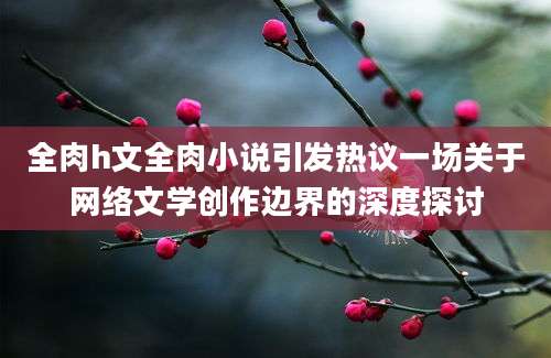 全肉h文全肉小说引发热议一场关于网络文学创作边界的深度探讨