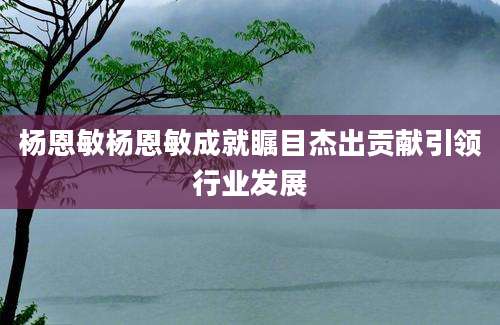 杨恩敏杨恩敏成就瞩目杰出贡献引领行业发展