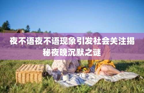 夜不语夜不语现象引发社会关注揭秘夜晚沉默之谜