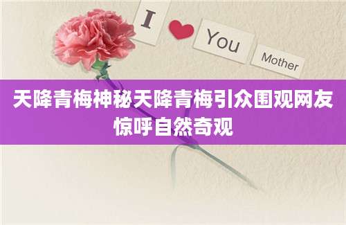 天降青梅神秘天降青梅引众围观网友惊呼自然奇观