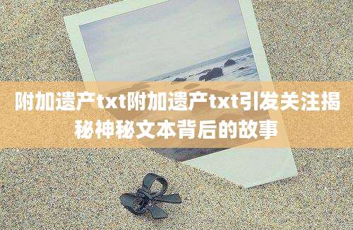 附加遗产txt附加遗产txt引发关注揭秘神秘文本背后的故事