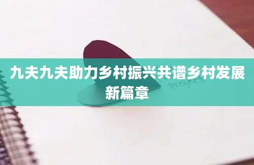 九夫九夫助力乡村振兴共谱乡村发展新篇章