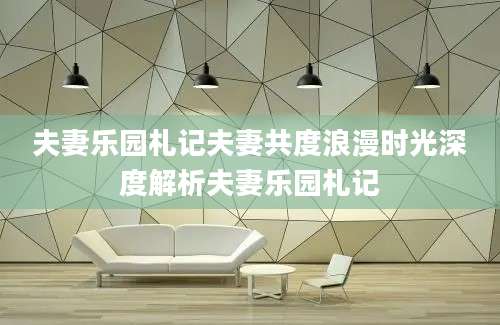 夫妻乐园札记夫妻共度浪漫时光深度解析夫妻乐园札记