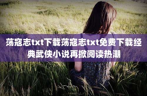 荡寇志txt下载荡寇志txt免费下载经典武侠小说再掀阅读热潮