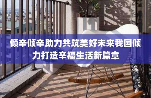 倾辛倾辛助力共筑美好未来我国倾力打造辛福生活新篇章
