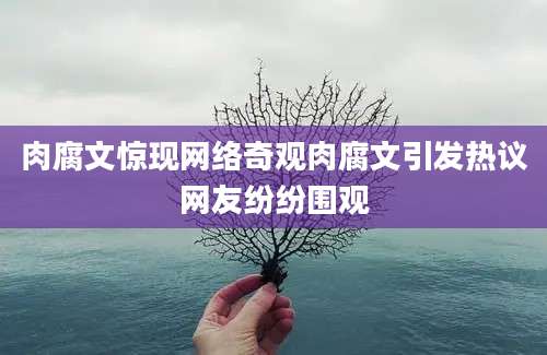 肉腐文惊现网络奇观肉腐文引发热议网友纷纷围观