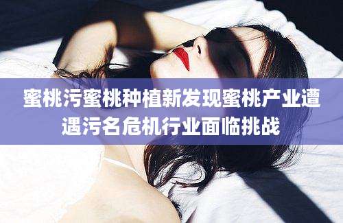 蜜桃污蜜桃种植新发现蜜桃产业遭遇污名危机行业面临挑战