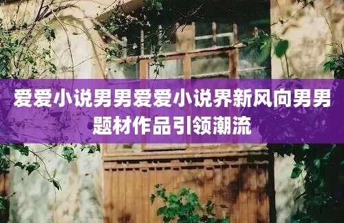 爱爱小说男男爱爱小说界新风向男男题材作品引领潮流